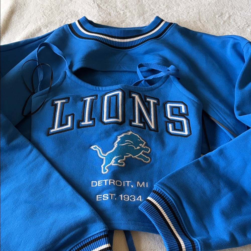 Women's Blue Jersey Tops Detroit lions game outfit small